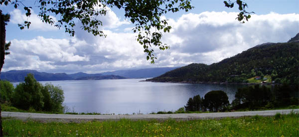 View over Hemnefjord from Håkon Hellands farm