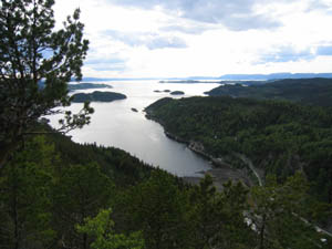 Looking down on Tirpitz anchorage in Fættenfjord from valley above.