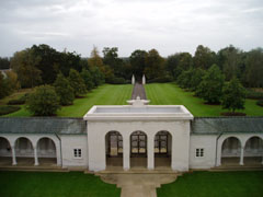 Looking down on the cloisters and the entrance from the gallery