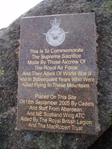 Memorial on Beinn a' Bhuird at PH404 Crash site.