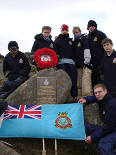 ATC Cadets at memorial on Beinn a'Bhuird