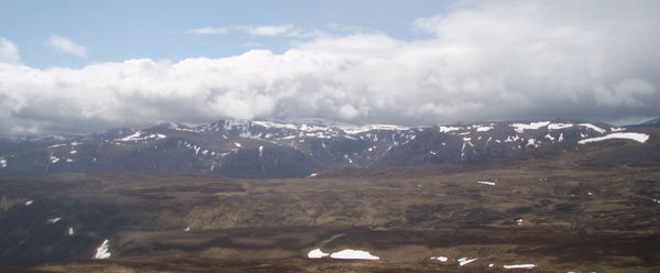 View into the Cairngorm mountains from PH404 crash site